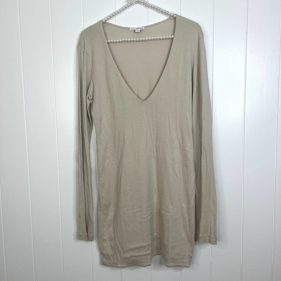 Standard James Perse SZ 3 (L) Tan Deep V Tunic - Picture 1 of 7